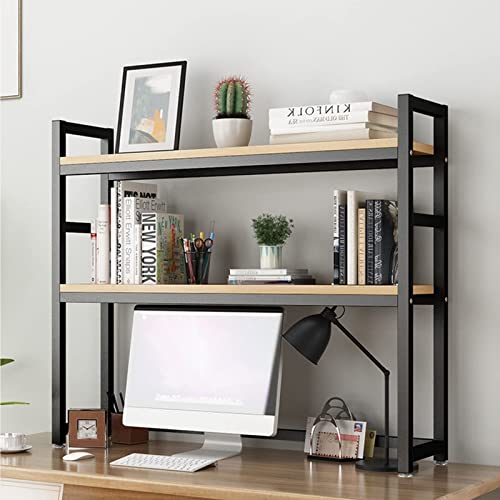 2-stöckiges Schreibtisch-Bücherregal aus Schmiedeeisen – multifunktionales Desktop-Aufbewahrungsregal, kleines Büro-Bücherregal, Mikrowellenregale in der Küche, geeignet für Büro- von XGFXGF