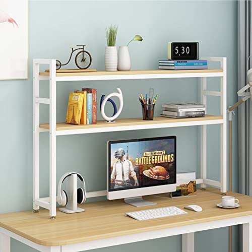 2-stufiges, verstellbares Regal – Schreibtisch-Bücherregal-Organizer, offenes Schreibtisch-Bücherregal, verstellbares Lagerregal, Mehrzweck-Arbeitsplatten-Bücherregal (Farbe: Weiß von XGFXGF