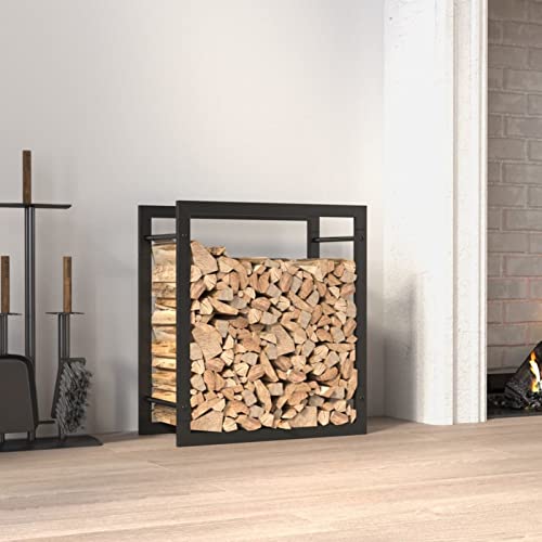 XIAOGUANG Brennholzregal, Kaminholzregal, Brennholz Regal Außen, Holzregal, Kaminholz Ablage Innen, Outdoor Firewood Racks, Mattschwarz 50x28x56 cm Stahl von XIAOGUANG