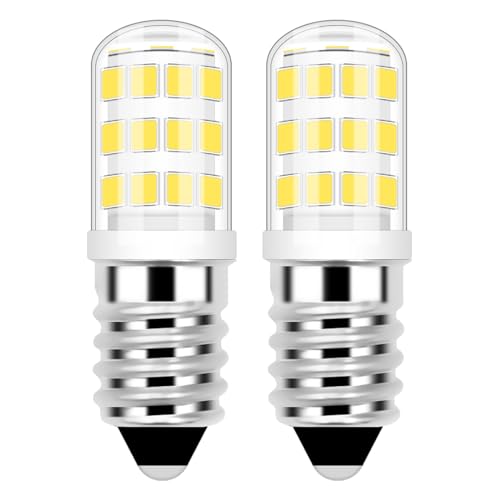 XIMNCHNI E14 LED Kühlschranklampe, 2.5W E14 Lampe 6000K Ersatz für 25W Kühlschrank Glühbirne 300LM, AC 220-240V, Nicht Dimmbar,Lampe für Dunstabzugshaube, Nähmaschine, Salzlampe, 2er Set (Kaltweiss) von XIMNCHNI