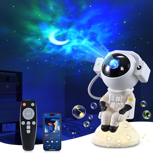 XINFUFEIMING LED Sternenhimmel Projektor Astronaut, Galaxy Lichtleisten Fernbedienung, Bluetooth-Lautsprecher und Timer, 360° Rotation einstellbare Helligkeit Nachtlicht Geschenk von XINFUFEIMING