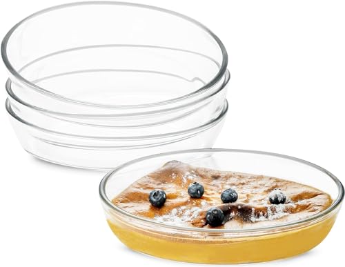 XINLTC Glas-Backform für den Ofen, Einzel-Servier-Glaspfanne zum Kochen, 700 ml, kleine Glas-Kasserolle, transparente, ovale Glas-Backform für Mikrowelle, Luftfritteuse, 4 Stück von XINLTC