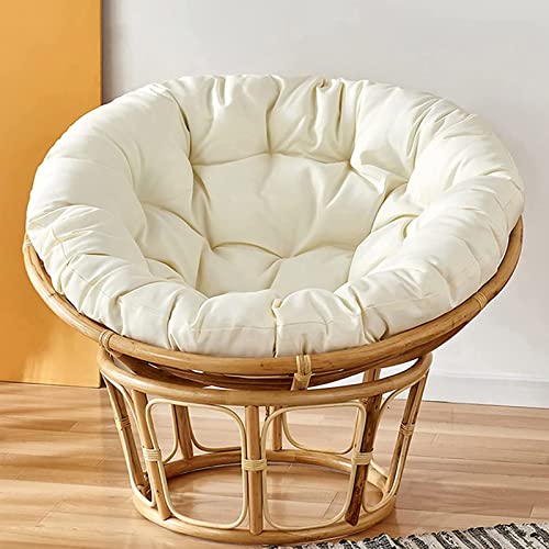 XINYUWZ Papasansessel Kissen,Rund Papasan Sessel,Polster Für Papasansessel,Auflage,Polyrattan Sessel Hängesessel Kissen Papasan Stuhlkissen,(Nur Stuhlkissen),Weiß(Size:110x110cm,Color:Weiß) von XINYUWZ