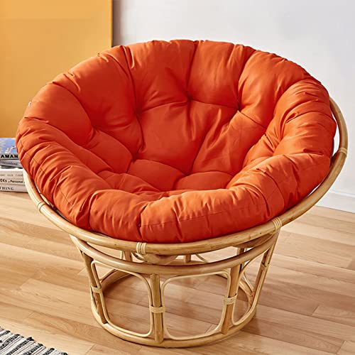 XINYUWZ Papasansessel Kissen,Rund Papasan Sessel,Polster Für Papasansessel,Auflage,Polyrattan Sessel Hängesessel Kissen Papasan Stuhlkissen,(Nur Stuhlkissen),Weiß(Size:130x130cm,Color:Orange) von XINYUWZ