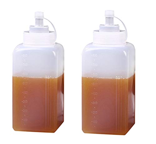 XKONG Großkaliber-Quetschflasche, Große Saucenflasche, Quadratische Quetschsauce-Flasche, 800 ml Marmeladen-Tomatensalat-Saucenflasche (2 Stück) von XKONG