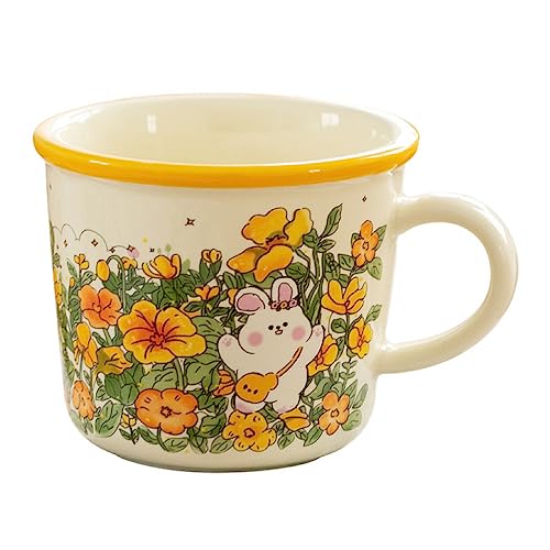 XKONG Kaffeetasse mit Hasenmotiv, Osterhase, Osterdekoration, Geschenk für Kinder, Jungen, Mädchen, Keramiktasse, 295 ml von XKONG