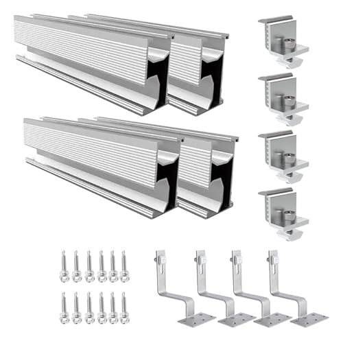 Photovoltaik Solar Ziegeldach Montage Set mit Dachhaken,Solarmodul Halterung Ziegeldach Befestigungsschiene Solar Ziegeldach Montage Set für 30-50mm Modulhöhe (für 1 x Module) von XLSBZ