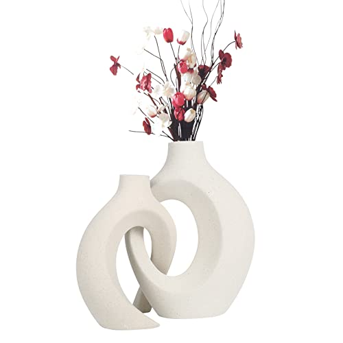 Vase für Pampasgras,Keramik Vase Weiß Matt Blumenvase für Getrocknete,Moderne Nordisch Haushalt Dekorative Vase für Wohnzimmer,Schlafzimmer von XLSBZ