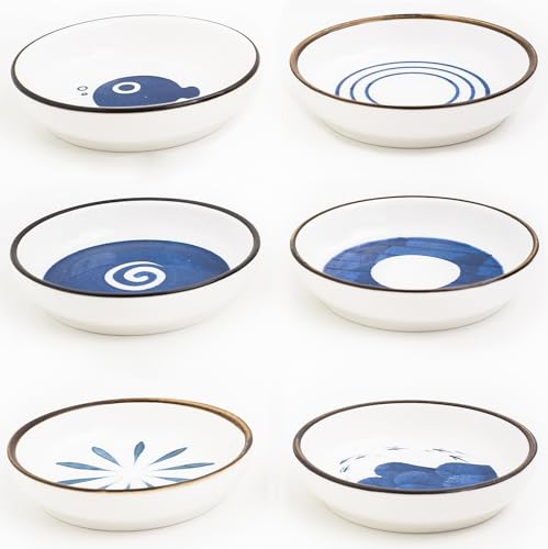 XNSHUN 6 Stück Snack Schalen Set Dip Schälchen, Mini Keramik Soße Gewürzschalen Sushi Sojasauce, 3.5 Inch Dipschalen Soja Saucenschälchen Für Gewürzen Sojasauce Saucen Snacks (Blau) von XNSHUN