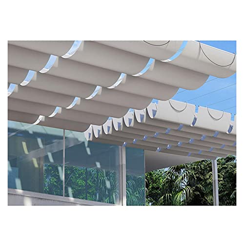 Sonnenschutz-Überdachung, einziehbare Gleitdraht-Wellenmarkise für den Außenbereich, wasserdichter Terrassenschutz für Garten, Veranda, Hof, Pavillon (0.9x5M) von XNZJHPP