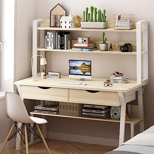 XNZJHPP Computertisch mit Schrank und Bücherregal, Schreibtisch zum Schreiben, Heimschreibtisch mit Schublade, großer Arbeitsplatz-Gaming-Tisch (Wood 80cm) von XNZJHPP