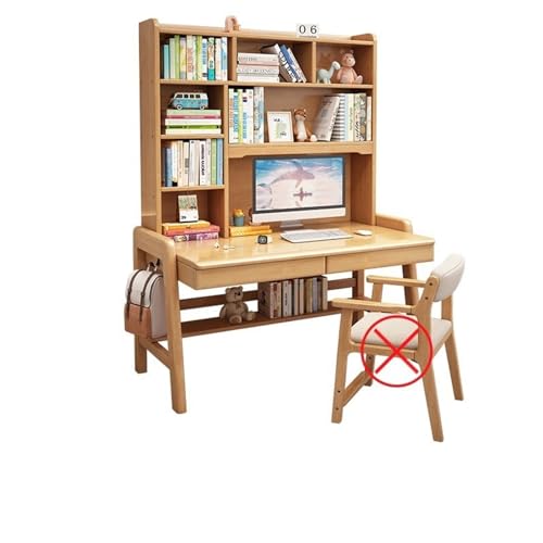 XNZJHPP Kombination aus Schreibtisch und Bücherregal aus Massivholz, Heimbüro und Schreibtisch (Wood Color 120x60x184cm) von XNZJHPP