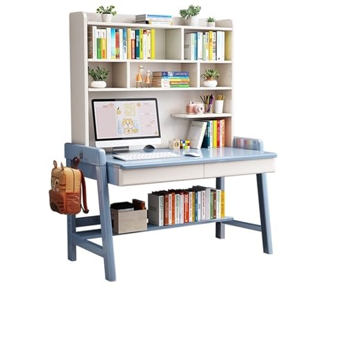 XNZJHPP Schlanker Schreibtisch aus massivem Holz mit integriertem Bücherregal, perfekt für das Heimbüro oder den minimalistischen Arbeitstisch im Schlafzimmer (Blue 80x60x186cm) von XNZJHPP