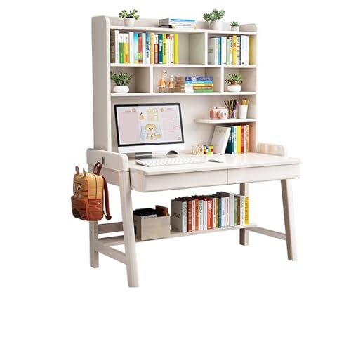 XNZJHPP Schlanker Schreibtisch aus massivem Holz mit integriertem Bücherregal, perfekt für das Heimbüro oder den minimalistischen Arbeitstisch im Schlafzimmer (White 100x60x186cm) von XNZJHPP