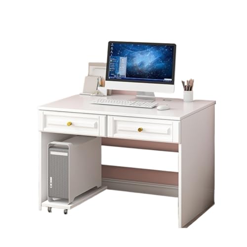XNZJHPP Vielseitiger Massivholz-Schreibtisch mit Bücherregal-Kombination, geeignet für Heimbüro, Arbeitszimmer oder Schlafzimmer (80x60x75cm White No Bookshelf) von XNZJHPP