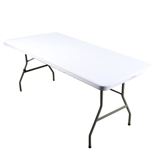 XQZMD Rechteckige Tischschoner, Elastische Tischschutz, Tischdeckenschutz rutschfeste Gartentischdecke für den Außenbereich, die Küche, die Terrasse und den Esszimmerstil (Weiß, 243 * 76cm) von XQZMD