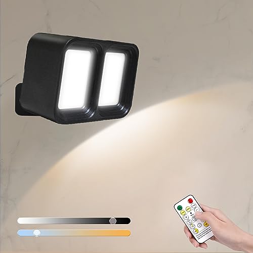 LED Wandleuchte Innen, XRR 1 Stück Aufladbare Wandlampe mit Fernbedienung 360° Drehbarer Touch Control Nachttischlampe 3 Helligkeit und 3 Farbe Wandlicht für Schlafzimmer Küche Badezimmer (schwarz) von XRR