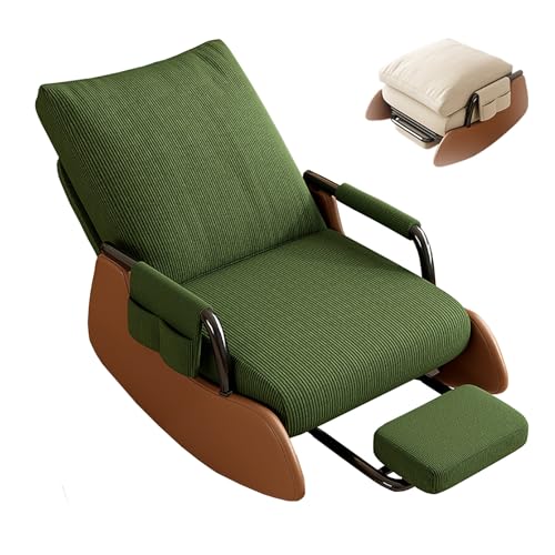 XRRJFYH Schaukelsessel mit Fußstütze Stillsessel Lesesessel Schaukelstuhl Schaukelstuhl Stillen Relaxstuhl Rocking Chair Schaukelstühle (Color : Green-Brown) von XRRJFYH