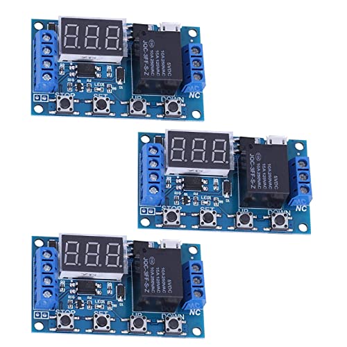 XTVTX 3 Stücke Timer Modul,Zeitgeber Relais Modul,Zeitverzögerungsrelais DC 5-30V LED-Anzeigeverzögerung Ein Triggerzyklusverzögerung Timer-Schalter Unterstützt Micro USB 5.0V Stromversorgung von XTVTX