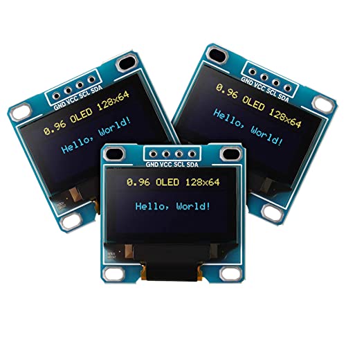 XTVTX 3PCS 0,96 Zoll OLED-Modul 12864 128x64 Treiber IIC I2C Serielle selbstleuchtende Anzeigeplatine Kompatibel mit Arduino PI (Blau und Gelb) von XTVTX