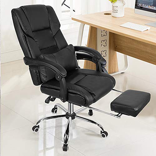 XUANYU Bürostuhl Chefsessel 360 ° Drehbarer Drehstuhl PU Ergonomischer Stuhl, Schwarz von XUANYU