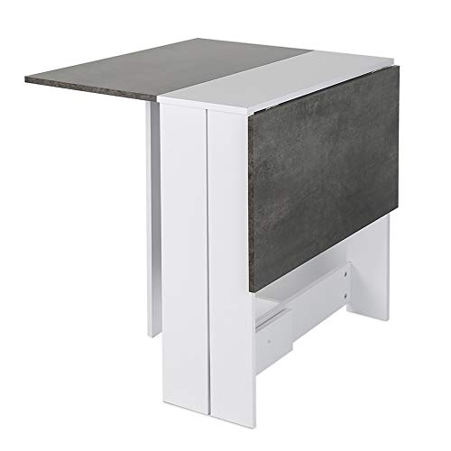 XUANYU Klapptisch 102,5×76×73 cm Klappbarer Esstisch Wohnzimmertisch Klappbar Küchentisch (Weiß+Beton) von XUANYU