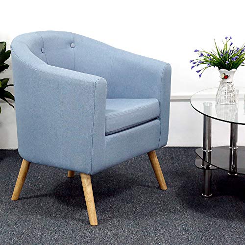 XUANYU Wohnzimmersessel Einzelsessel Loungesessel Polstersessel Sessel aus Leinen, für Wohnzimmer, Esszimmer, Lounge, 64×50×70 cm, Blau von XUANYU