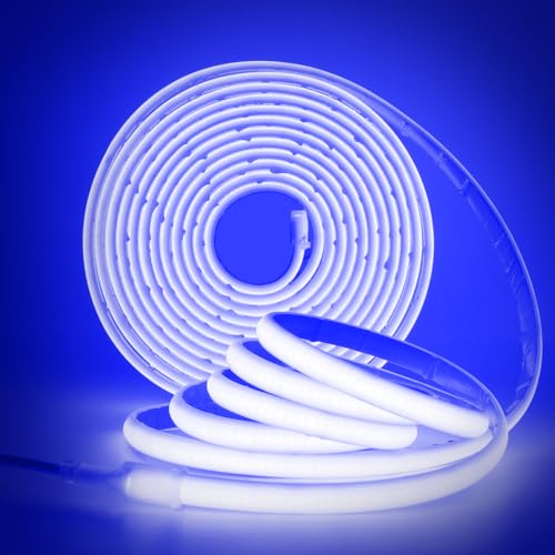 XUNATA COB Neon LED Streifen, 12V 320LEDs/m Superhell Hohe Dichte IP68 Wasserdicht, Flex Selbstklebend Diffusion COB LED Schlauch Lichtband Strip für Festival Party DIY Deko (Blau, 1M) von XUNATA