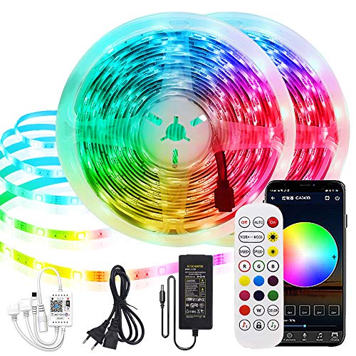 XUNATA LED Strip 20M, WiFi 5050 RGB LED Streifen, Smart App-Steuerung, Sync mit Musik, mit Fernbedienung, Kompatibel mit Alexa, Echo und Google Home für Schlafzimmer Zuhause Schrankdek von XUNATA