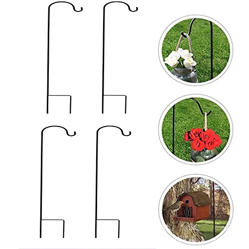 XVZ Shepherds Hook 4er Pack verstellbarer Shepherd Hook, 47-Zoll-Super Strong Metal Garden Shepherd Hooks zum Aufhängen von Vogelhäuschen, Blumentöpfen, Laternen, Hochzeitsdekor-Schwarz von XVZ