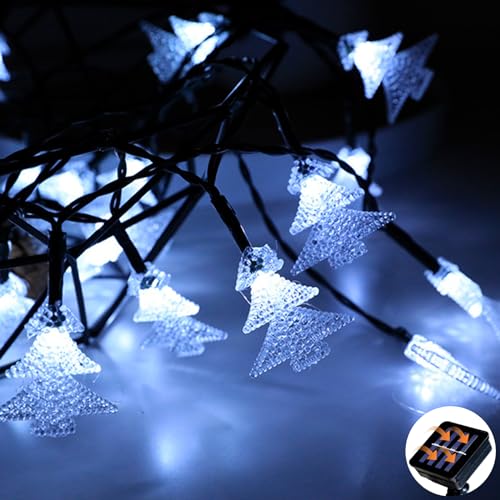 XVZ Solar Lichterkette Außen, 5m/16.4ft 30LED Solar Weihnachtsbaum Lichterketten Wasserdichte mit 8 Beleuchtungsmodi für Garten, Baum, Weihnachts und Party Deko - Kühles Weiß von XVZ