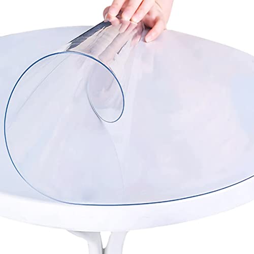 XWanitd Transparente runde Tischdecken-Schutz, transparente PVC-Tischmatten, abwischbar, rutschfeste Vinyl-Tischdecke, wasserdicht, weiches Glas, Schreibtischunterlage (60 cm rund) von RPixc