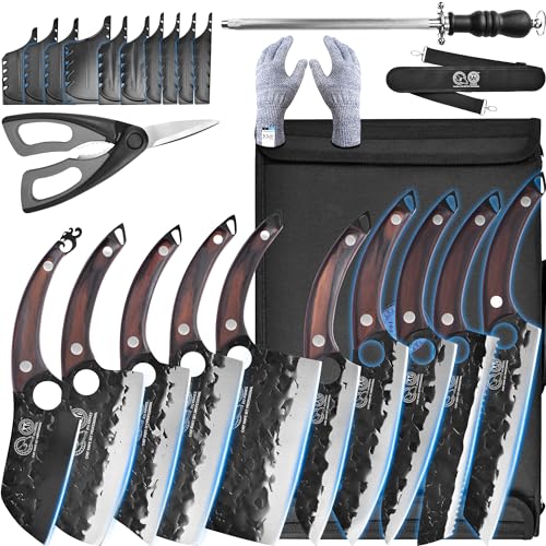XYJ 10-pcs Geschmiedetes Kochmesser Set Professional Mit Roll Bag Geflügel Schere Cleaver Messer für Fleisch Schneiden von XYJ