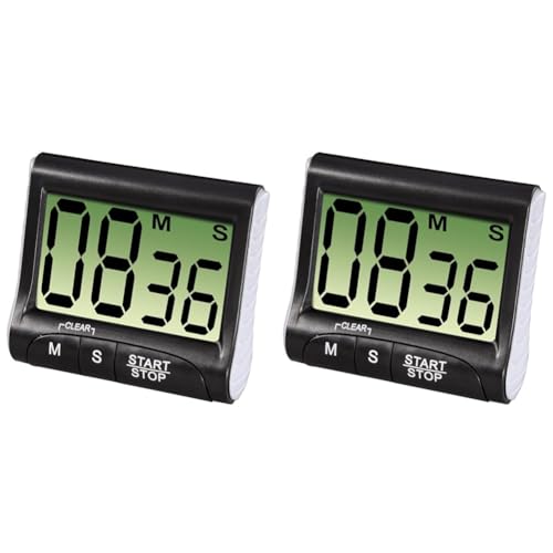 Xavax Digitaler Küchentimer mit Timer- und Stopp-Uhr-Funktion (Befestigung via Magnet, Clip, Hänger oder Aufsteller) batteriebetrieben, schwarz (Packung mit 2) von Xavax