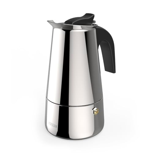 Xavax Italienische Kaffeemaschine aus Edelstahl (Espresso, 4 Tassen 200 ml, geeignet für alle Herdarten), silberfarben von Xavax