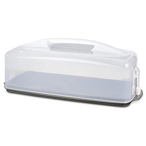 Xavax Kuchen-Transportbox (eckige Kuchenbox für Kastenkuchen, spülmaschinengeeigneter Kuchenbehälter mit Deckel und Tragegriff) schwarz von Xavax