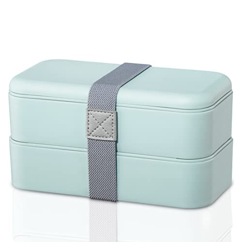 Xavax Lunchbox 2er Set, (Brotdose stapelbar, Lunchbox auslaufsicher, Brotzeitbox 2 Fächer für getrennte Zutaten, je Bento Box 500 ml, Vesperdose für Schule, Büro, Arbeit, spülmaschinenfest) blau von Xavax