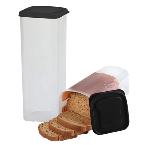 Toastbrot Aufbewahrungsbox | Bread Box | Brotaufbewahrung | Brotspender Mit Deckel | Frischbrotdose Extrem Stabil Premium Brotkasten Zum Hochschieben Toastbehälter (BPA-Frei) (Schwarz) von Xevinas