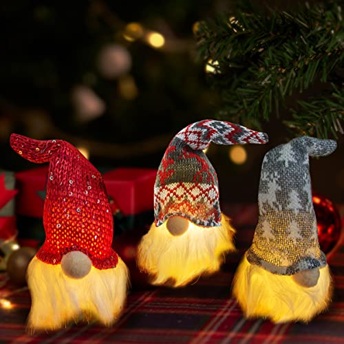 XiXiRan Weihnachtselfen Deko, 3 Stück led zwerg, Weihnachtszwerge Beleuchtet, Weihnachten Deko Wichtel Schwedischen Weihnachtsmann von XiXiRan