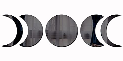 XiXiRan 3D Spiegel Wandtattoos Wandbilder, 5 Stück Spiegel Wandaufkleber mondphase Acryl, Selbstklebende Wandaufkleber Spiegel, Mirror Wandsticker Wanddeko Deko für Hause Wohnzimmer Schlafzimme von XiXiRan