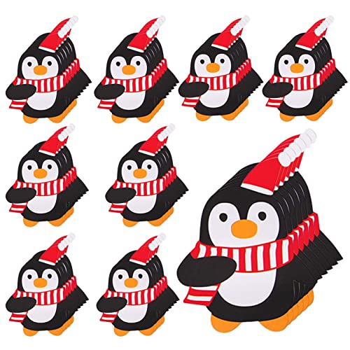 Xiaolan Lutscher-Papierkarte | 50 STÜCKE Weihnachtssüßigkeitshalter Für Dekor,Weihnachtsmann/Pinguin-Papier-Süßigkeitshalter Zuckerhut-Süßigkeiten-Verpackungsdekorationen von Xiaolan