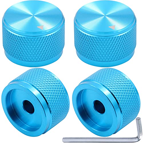 Xiatiaosann 4 Stücke Drehknopf für elektronisches Potentiometer aus Aluminium, Blau, für Lautstärkeregler, Audioregler, E-Gitarrenregler, Schalterknopf, 20 mm x 15,5 mm von Xiatiaosann