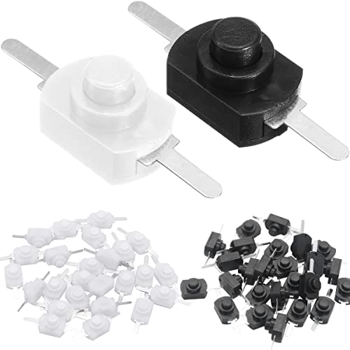 Xiatiaosann Mini Druckknopfschalter Self-Lock 2-poliger Mini-Ein-/Aus-Schalter für SMD-Taschenlampe Typ Lichtlampe Wandsteckdose DC 30 V 1 A (30 Stück weiß + 30 Stück schwarz) von Xiatiaosann