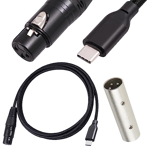 Xiatiaosann USB C auf XLR Buchse Mikrofonkabel, 3-poliger XLR-Buchse-Adapter auf Typ-C Adapter Konverterkabel für Audio, Karaoke-System, Aufnahme, Studio, mit XLR-Stecker auf Stecker-Adapter(2M/6.5FT) von Xiatiaosann