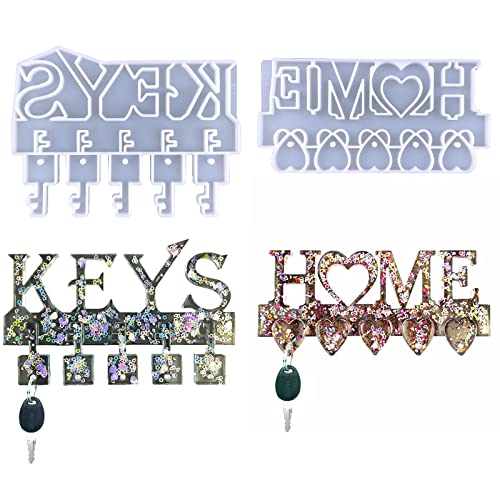 Xidmold 2 Stücke Schlüsselhalter aus Kunstharz, Schlüssel Organizer Silikonform, Schlüsselhalter Silikonformen, Epoxidharz Form Schlüsselregal Gussform für DIY-Schlüsselregal, Wandtür-Wohnkultur von Xidmold