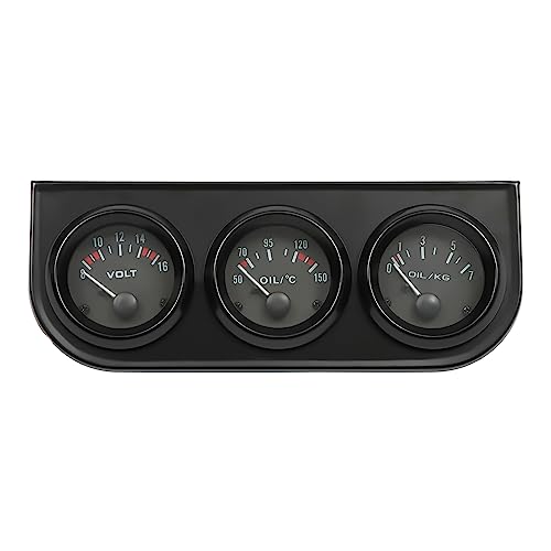 3-in-1 Instrumentenhalter - 52mm Zusatzinstrumente Öltemperatur, Öldruck, Voltanzeige - Schwarz - Für PKW-LKW von Xigner