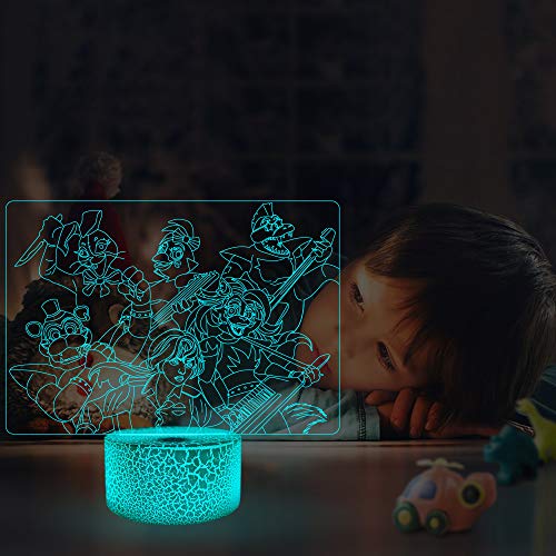 Xinchangda FNAF 3D-Illusionslampe, FNAF-Nachtlicht, Sicherheits-Nachtlicht, 16 Farben, wechselnde Deko-Lampe mit Fernbedienung für Kinder von Xinchangda