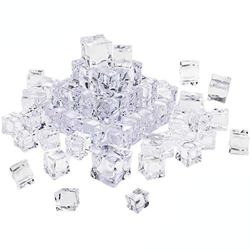 Xinlie Künstliche Acryl Eiswürfel Plastikeiswürfel Deko-Eiswürfel aus Acryl Crushed Ice Cube Quadratische Form Glas Kunststoff-Eiswürfel Acryl Ice Bar Für Photographieren Props Oder Dekoration(60PCS) von Xinlie