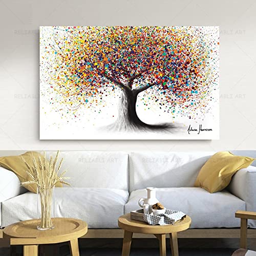 Abstrakte Leinwand Wandkunst Gemälde Regenbogen Seele Baum Bunte Baum Pflanzen Bilder Kunst Poster Für Wohnzimmer Dekor 80x110cm (32x43in) Innenrahmen von Xinmei Art