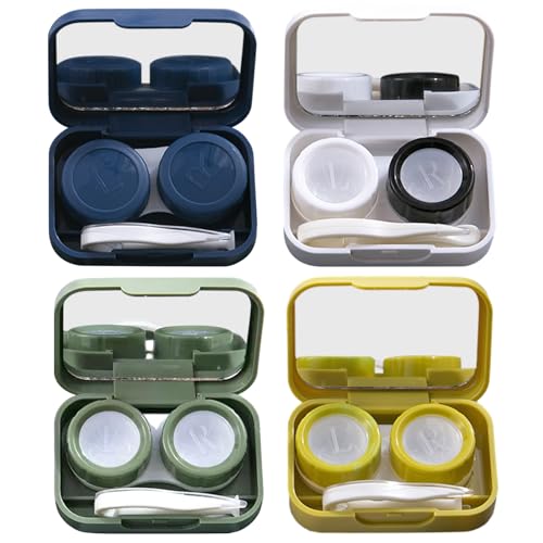 Kontaktlinsenbehälter,Xiuyer 4 Stück Kontaktlinsen Behälter Contact Lenses Case Kontaktlinsen Behältnis Kontaktlinsen Zubehör Tragbarer Kontaktlinsen Behälter Kontaktlinsen Reiseset Für Zuhause Reisen von Xiuyer